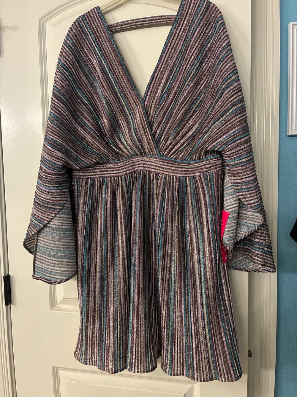 Harlyn Metallic Striped V-Neck Cocktail Dress XL/12